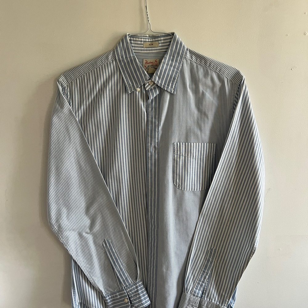 J Crew Multi Seersucker Blue Oxford Medium